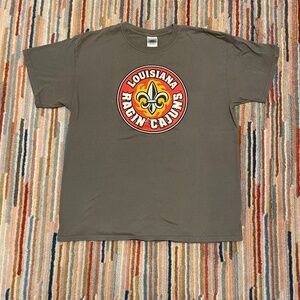 University of Louisiana  brown t-shirt with logo in size large